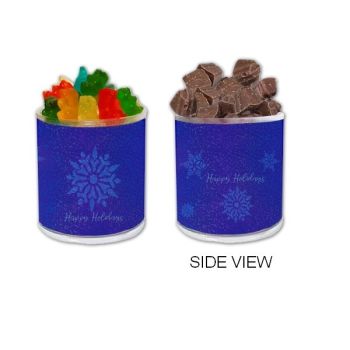 Holographic Christmas Gift Jar - Blue Happy Holidays Snowflakes