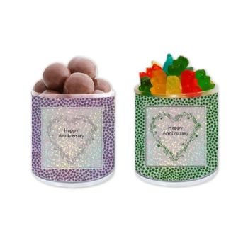 Holographic Anniversary Gift Jars - Floral Heart #2