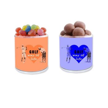 Transparent Holographic Golf Bulk Gift Jars - Male Way of Life Heart